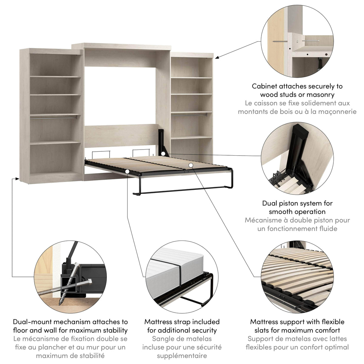 Modubox Pur Queen Murphy Wall Bed and 2 Storage Units (136”), image 55