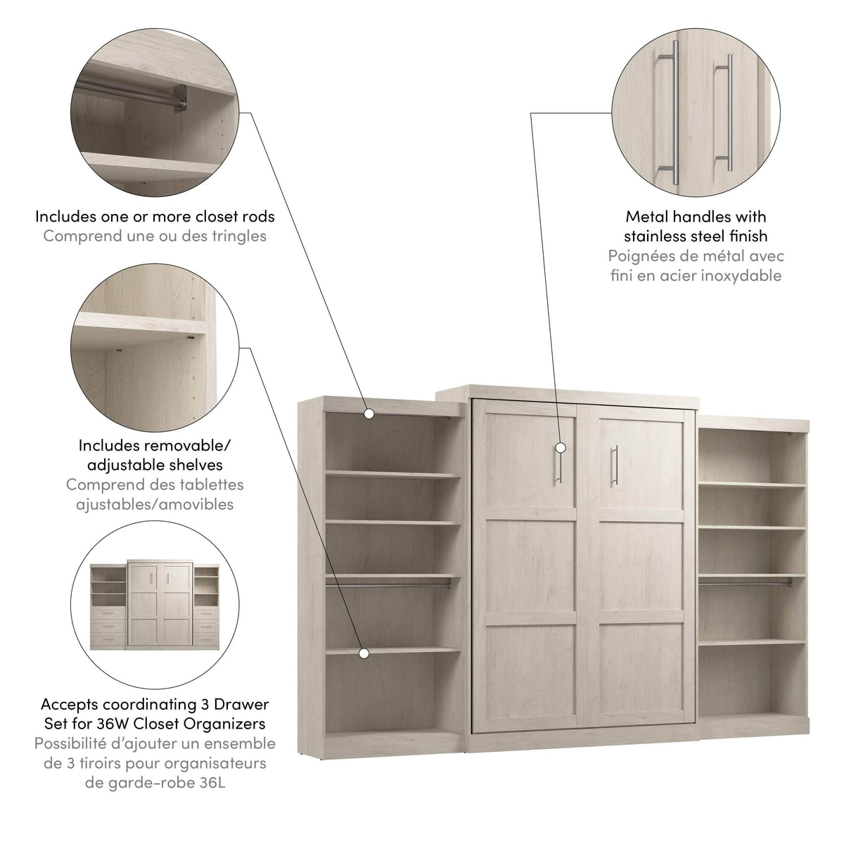 Modubox Pur Queen Murphy Wall Bed and 2 Storage Units (136”), image 56
