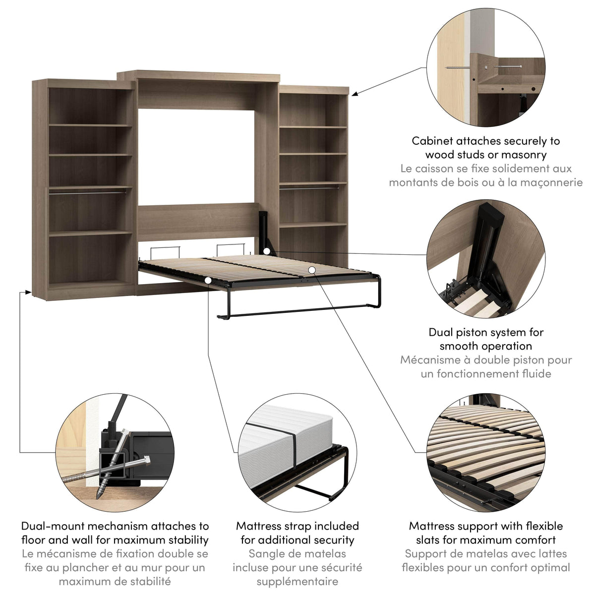 Modubox Pur Queen Murphy Wall Bed and 2 Storage Units (136”), image 68
