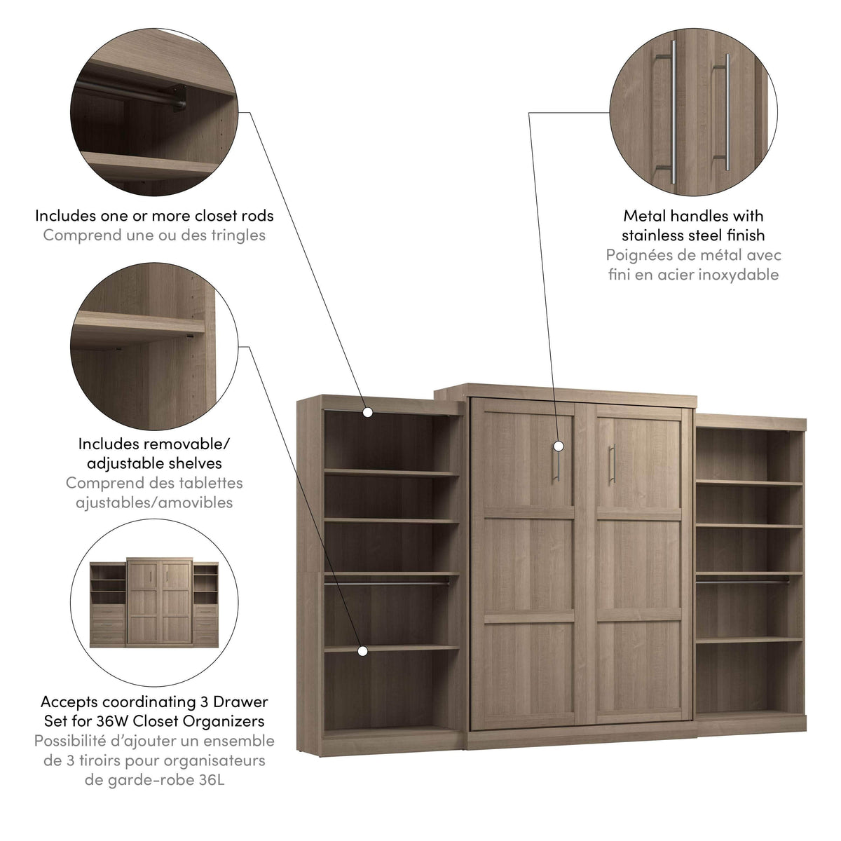 Modubox Pur Queen Murphy Wall Bed and 2 Storage Units (136”), image 65