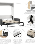 Modubox Pur Queen Murphy Wall Bed and a Sofa in White, image 9