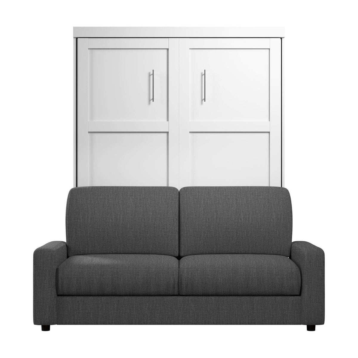Modubox Pur Queen Murphy Wall Bed and a Sofa in White, image 6