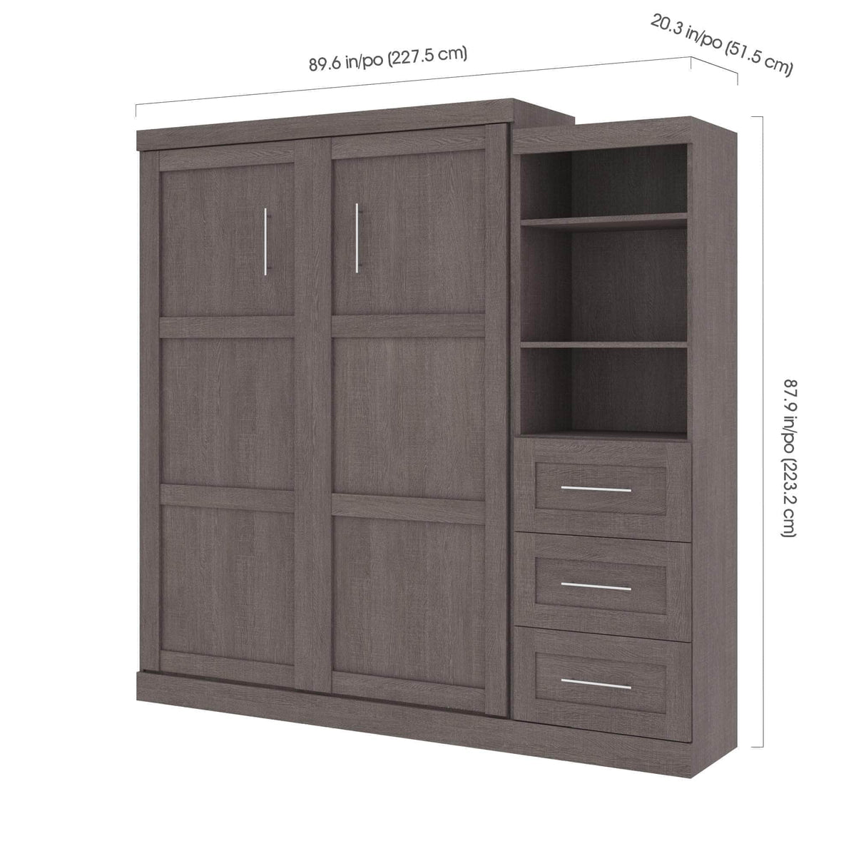 Modubox Pur Queen Murphy Wall Bed and Storage Unit with Drawers (90W), image 5