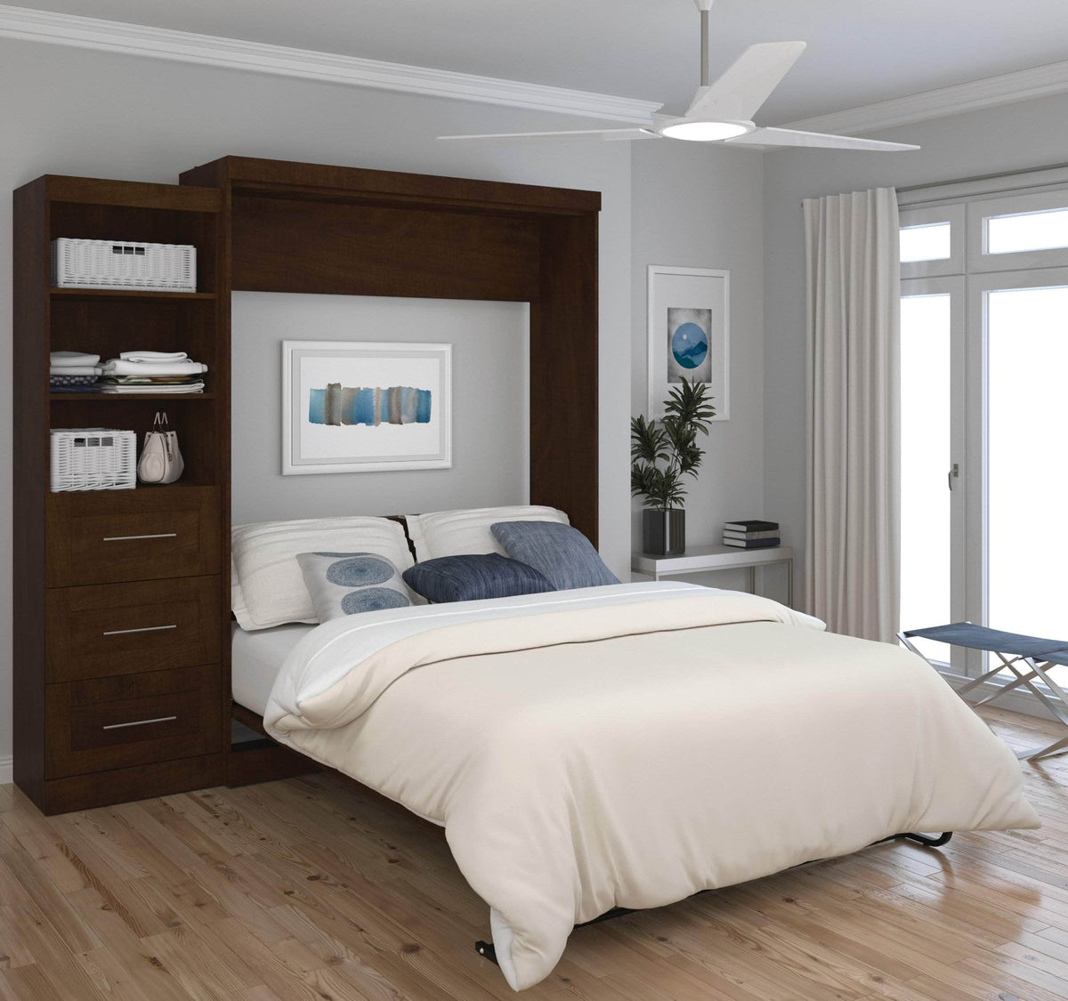 Modubox Pur Queen Murphy Wall Bed and Storage Unit with Drawers (90W), image 8