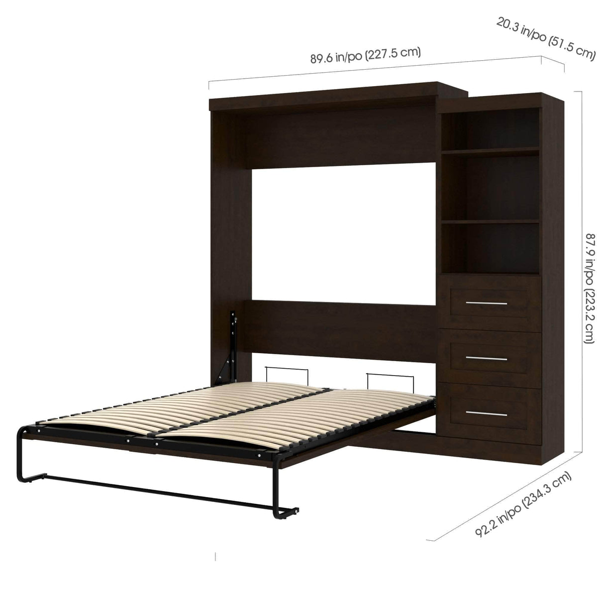 Modubox Pur Queen Murphy Wall Bed and Storage Unit with Drawers (90W), image 11