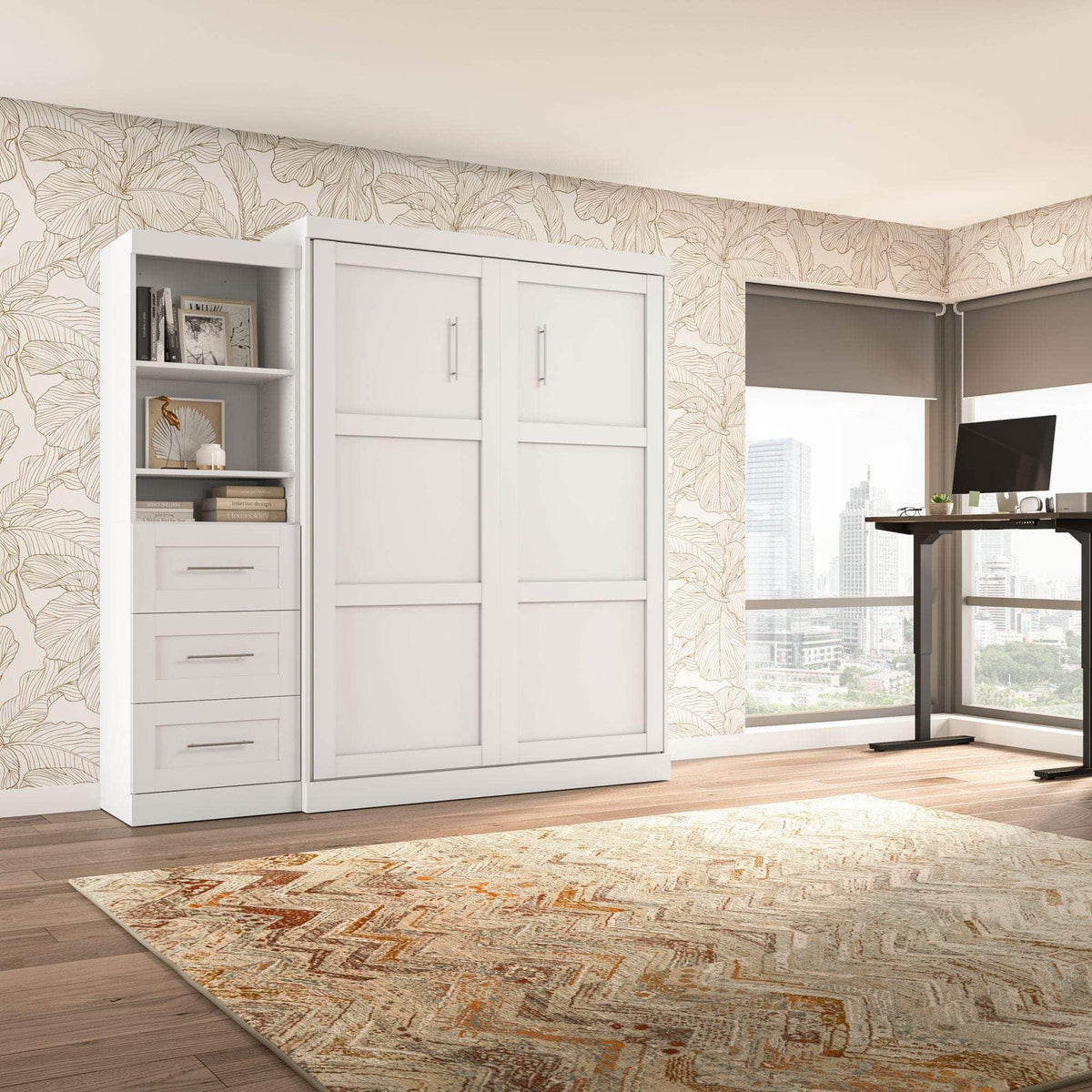 Modubox Pur Queen Murphy Wall Bed and Storage Unit with Drawers (90W), image 12