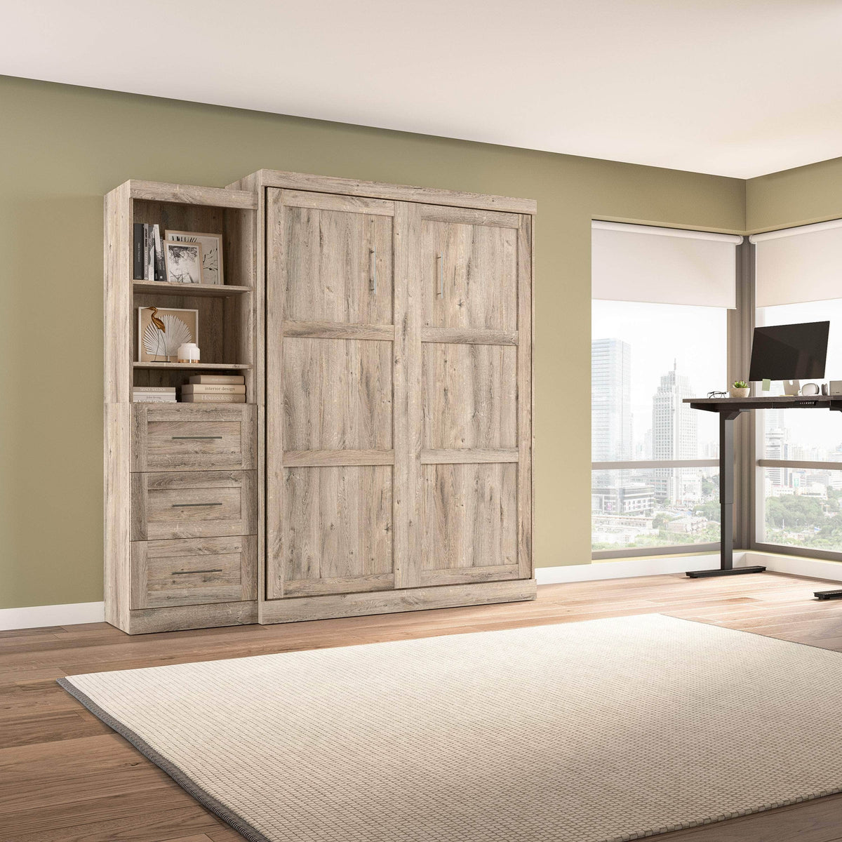 Modubox Pur Queen Murphy Wall Bed and Storage Unit with Drawers (90W), image 29