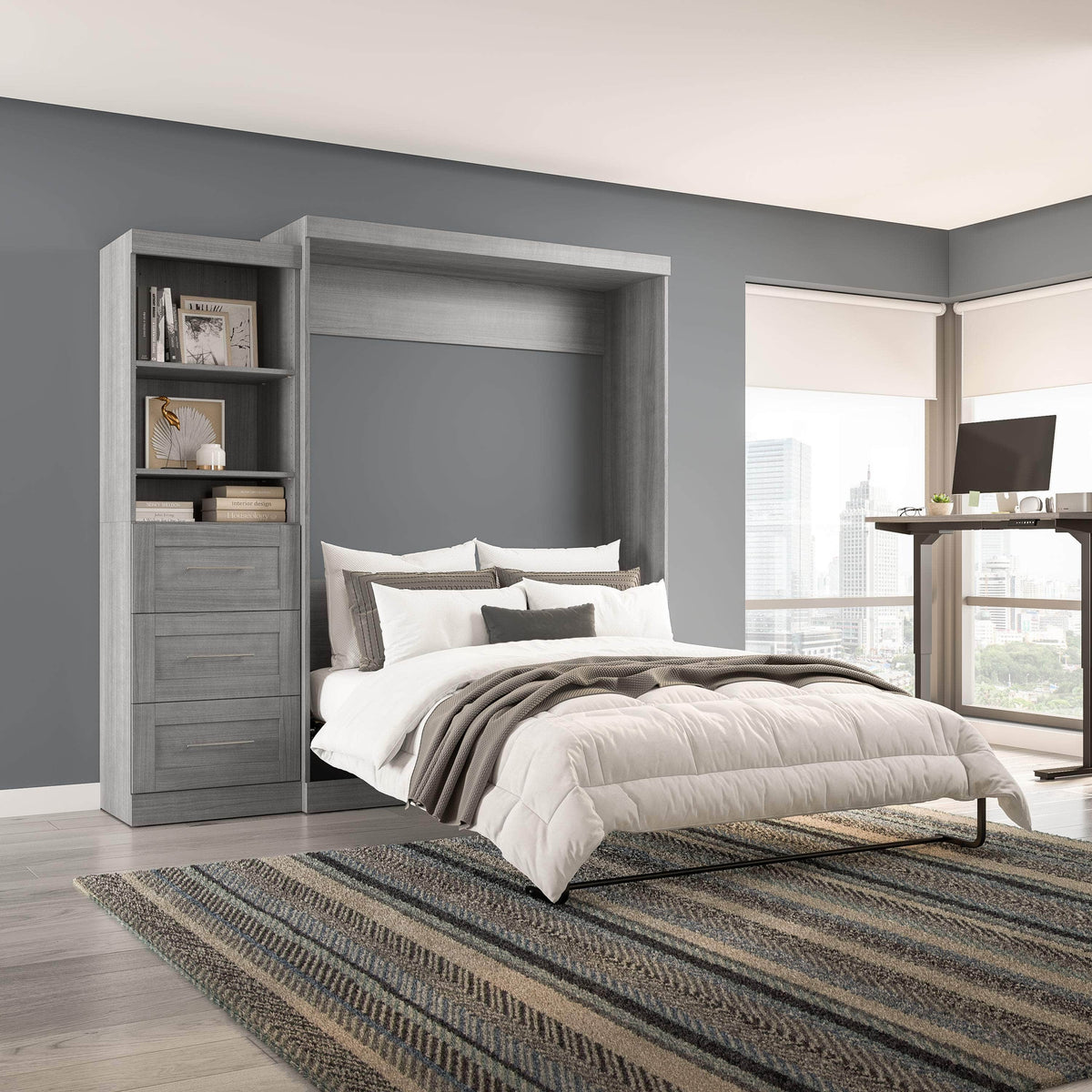 Modubox Pur Queen Murphy Wall Bed and Storage Unit with Drawers (90W), image 42