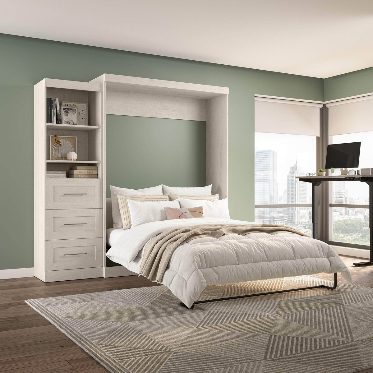 Modubox Pur Queen Murphy Wall Bed and Storage Unit with Drawers (90W), image 56