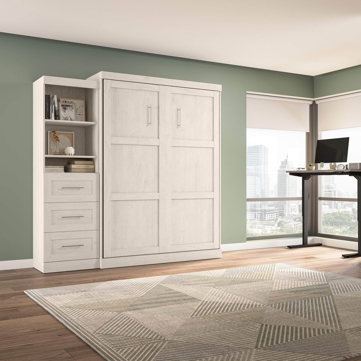 Modubox Pur Queen Murphy Wall Bed and Storage Unit with Drawers (90W), image 57