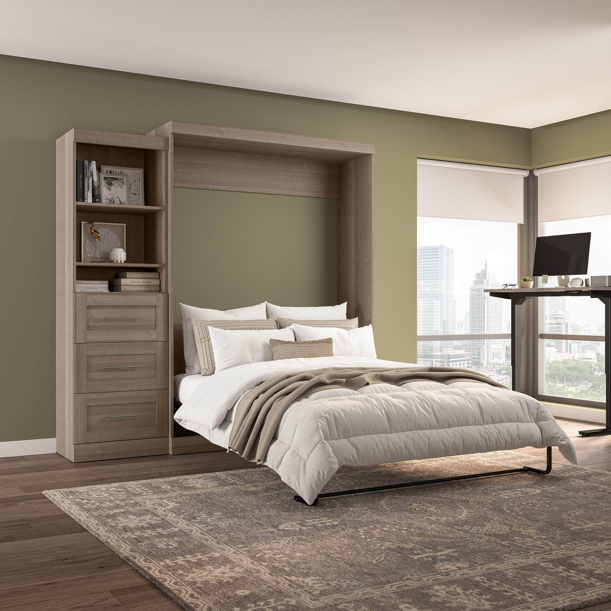 Modubox Pur Queen Murphy Wall Bed and Storage Unit with Drawers (90W), image 68