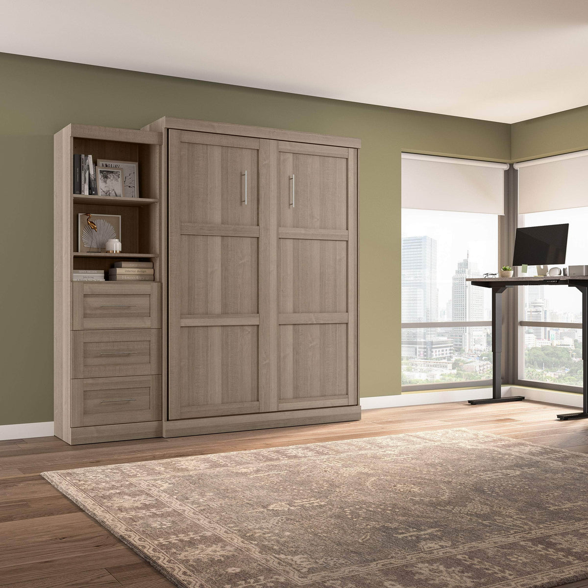 Modubox Pur Queen Murphy Wall Bed and Storage Unit with Drawers (90W), image 69