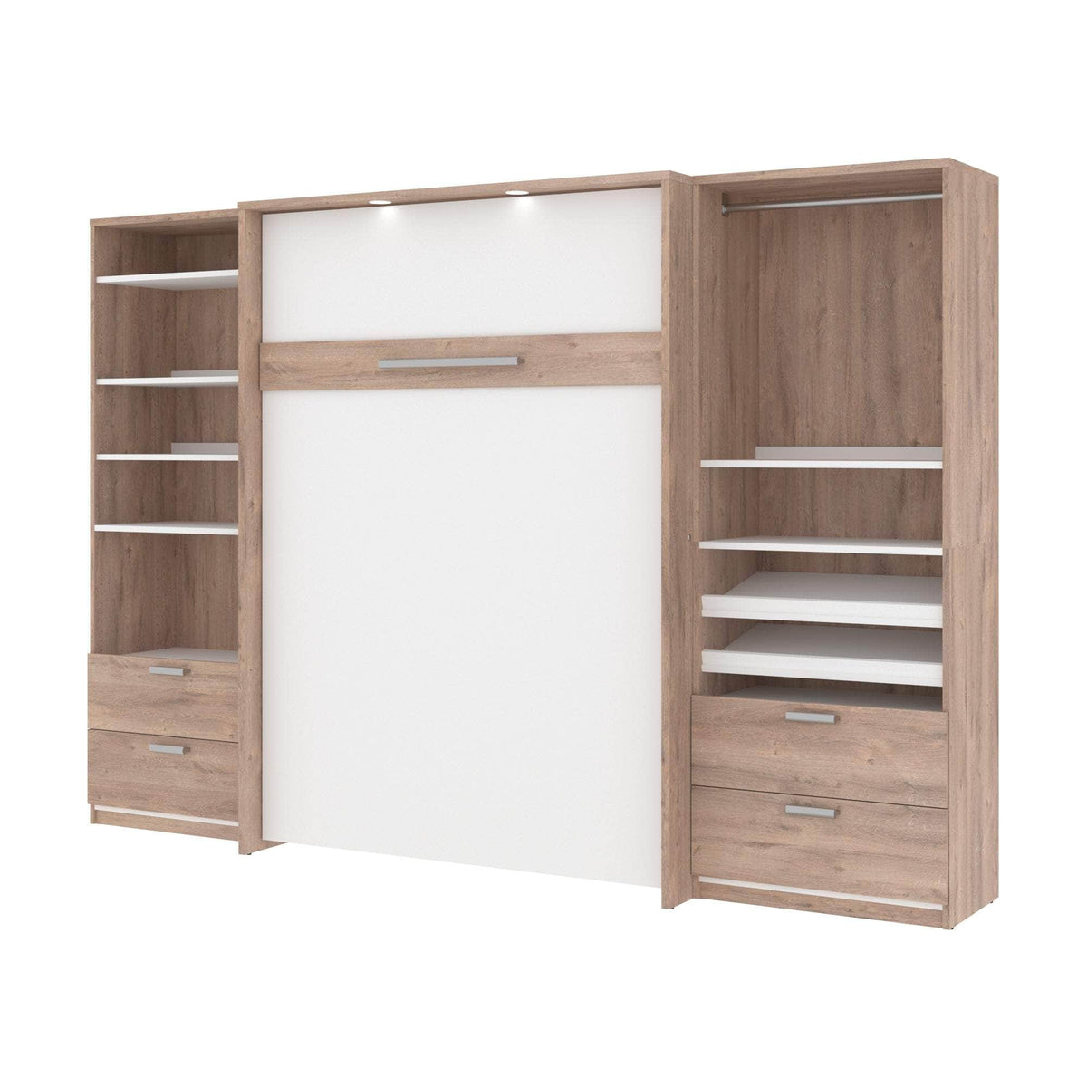 Modubox Cielo Full Murphy Wall Bed with 2 Closet Organizers with Drawers, image 3