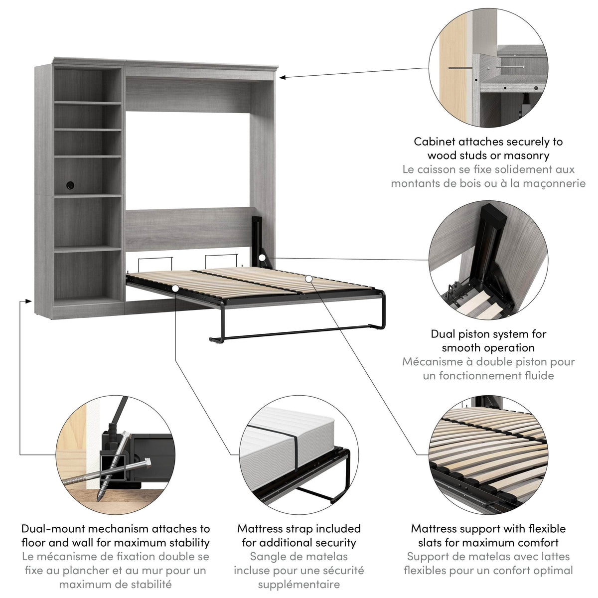 Modubox Versatile Full Murphy Wall Bed and 1 Storage Unit, image 15
