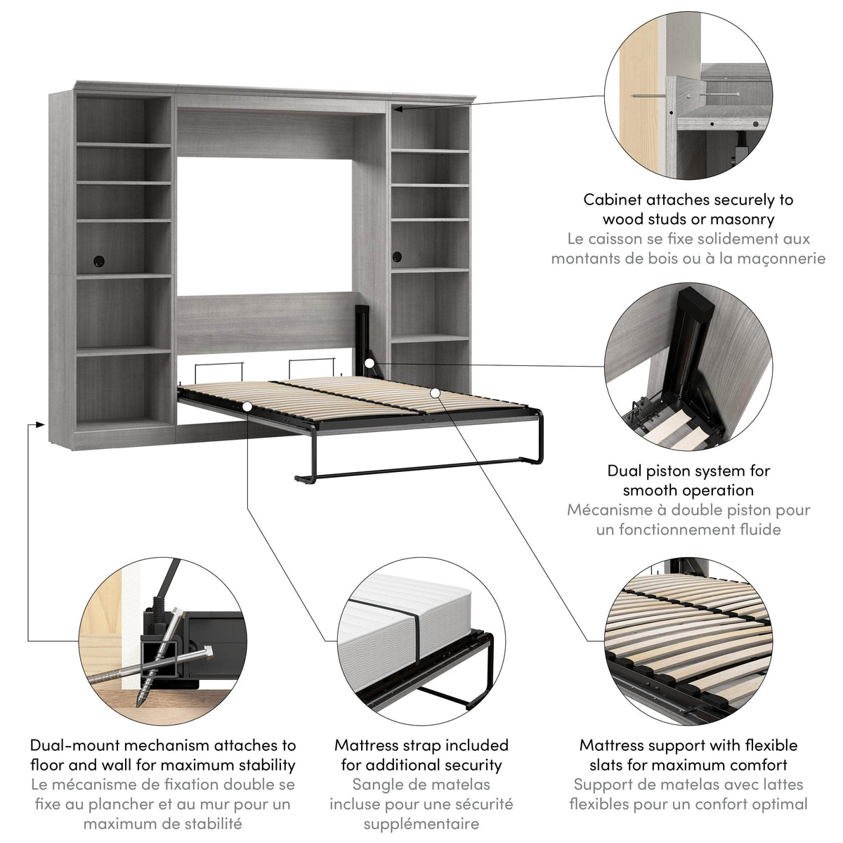 Modubox Versatile Full Murphy Wall Bed and 2 Storage Units, image 14