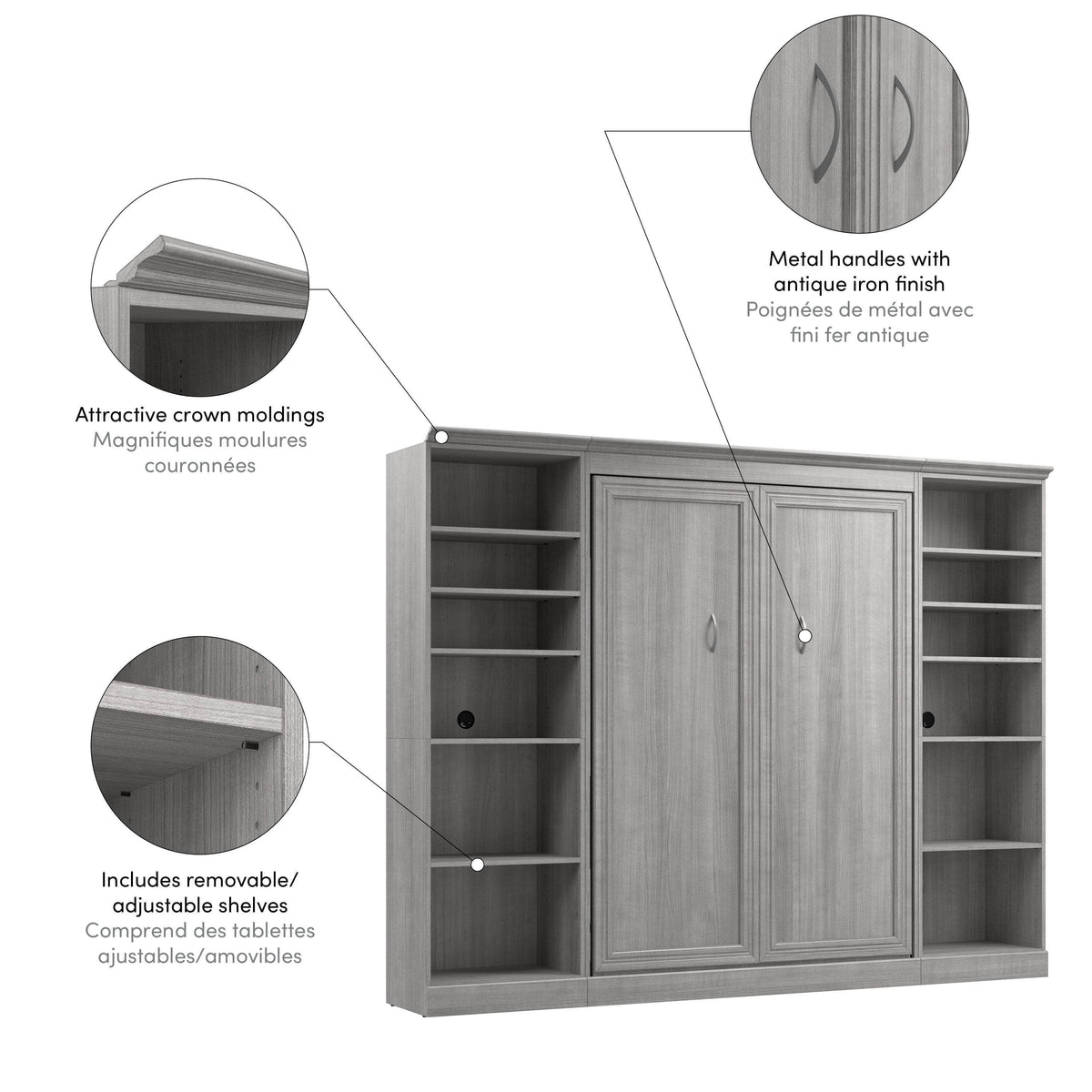 Modubox Versatile Full Murphy Wall Bed and 2 Storage Units, image 16