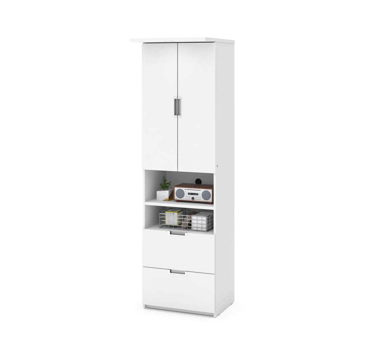 Modubox Lumina Queen Murphy Wall Bed and 2 Storage Units (113”) White, image 8