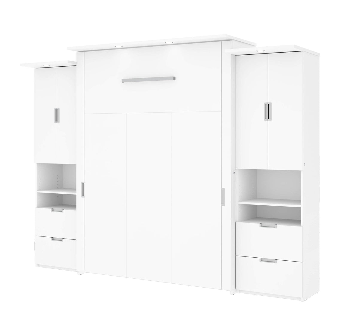 Modubox Lumina Queen Murphy Wall Bed and 2 Storage Units (113”) White, image 3