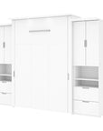Modubox Lumina Queen Murphy Wall Bed and 2 Storage Units (113”) White, image 3