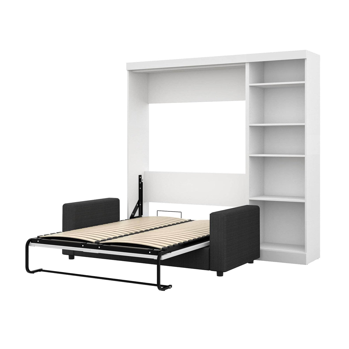 Modubox Pur Full Murphy Wall Bed, a Storage Unit and a Sofa (84“) in White, image 4