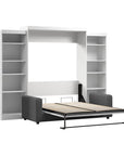 Modubox Pur Queen Murphy Wall Bed, 2 Storage Units and a Sofa (115“) in White, image 5