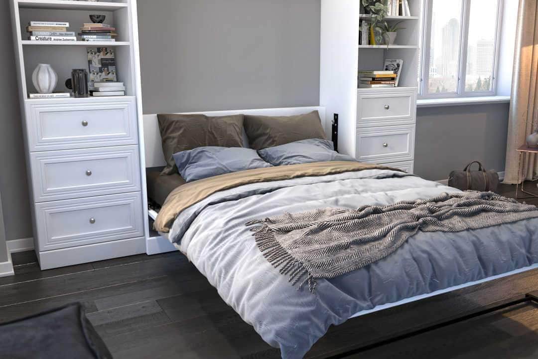 Modubox Versatile 115" Queen Size Murphy Wall Bed with 2 Storage Units, image 2