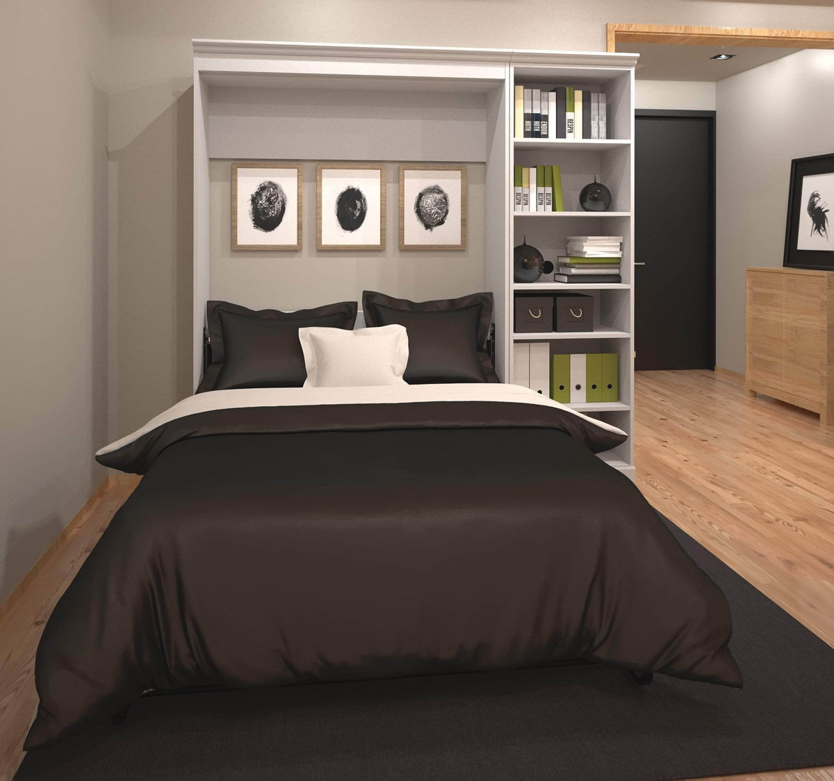 Modubox Versatile Full Murphy Wall Bed and 1 Storage Unit, image 1