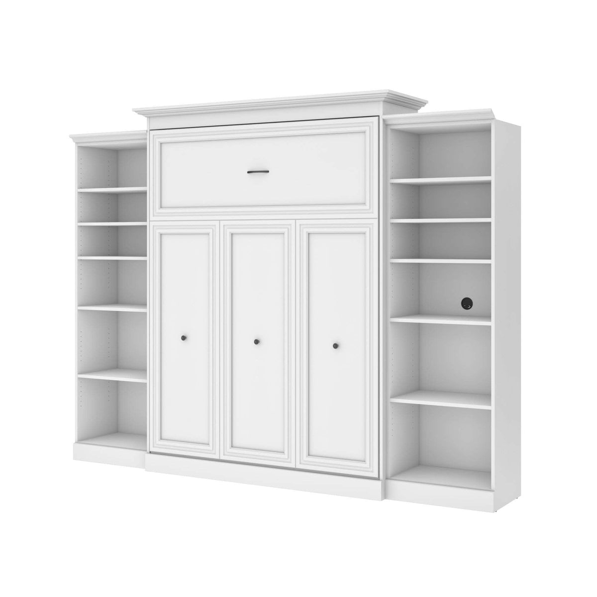 Modubox Versatile Queen Murphy Bed and 2 Storage Units (115”) White, image 3