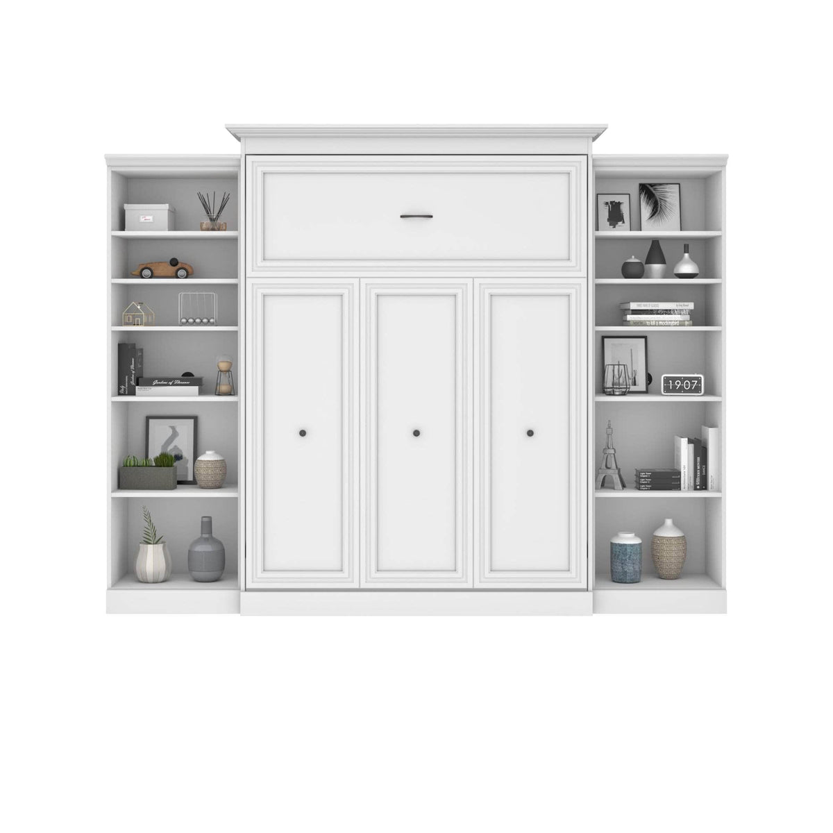 Modubox Versatile Queen Murphy Bed and 2 Storage Units (115”) White, image 8
