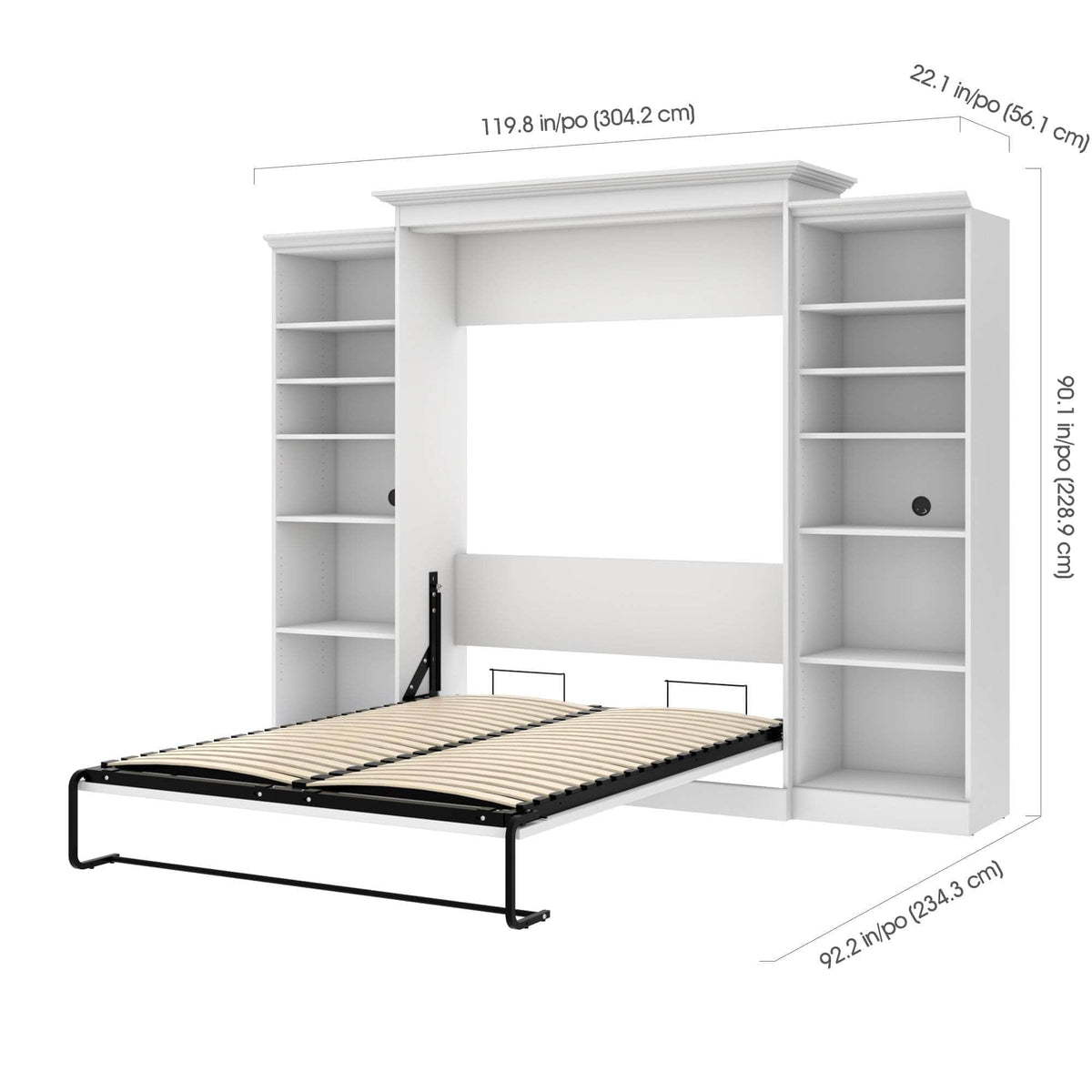 Modubox Versatile Queen Murphy Bed and 2 Storage Units (115”) White, image 9