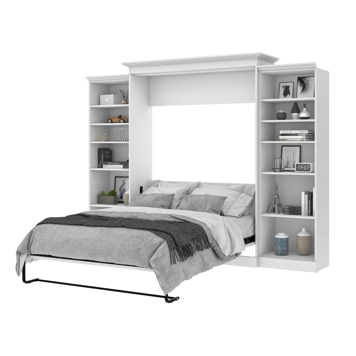 Modubox Versatile Queen Murphy Bed and 2 Storage Units (115”) White, image 5