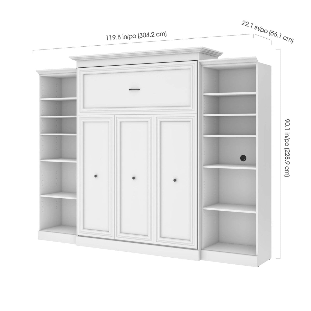 Modubox Versatile Queen Murphy Bed and 2 Storage Units (115”) White, image 7