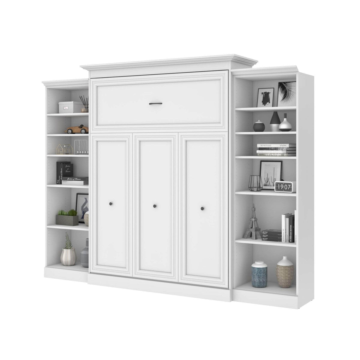 Modubox Versatile Queen Murphy Bed and 2 Storage Units (115”) White, image 6
