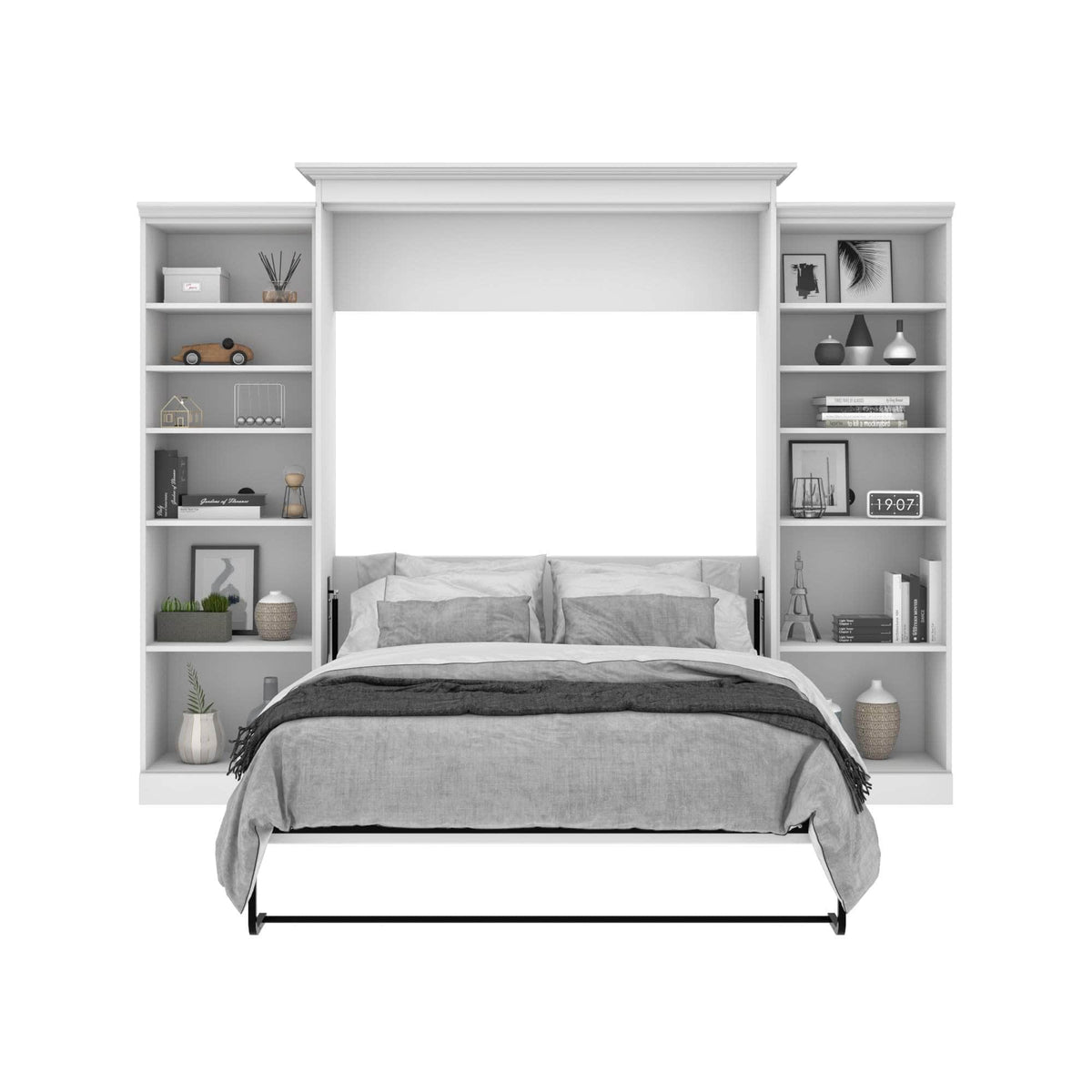 Modubox Versatile Queen Murphy Bed and 2 Storage Units (115”) White, image 10