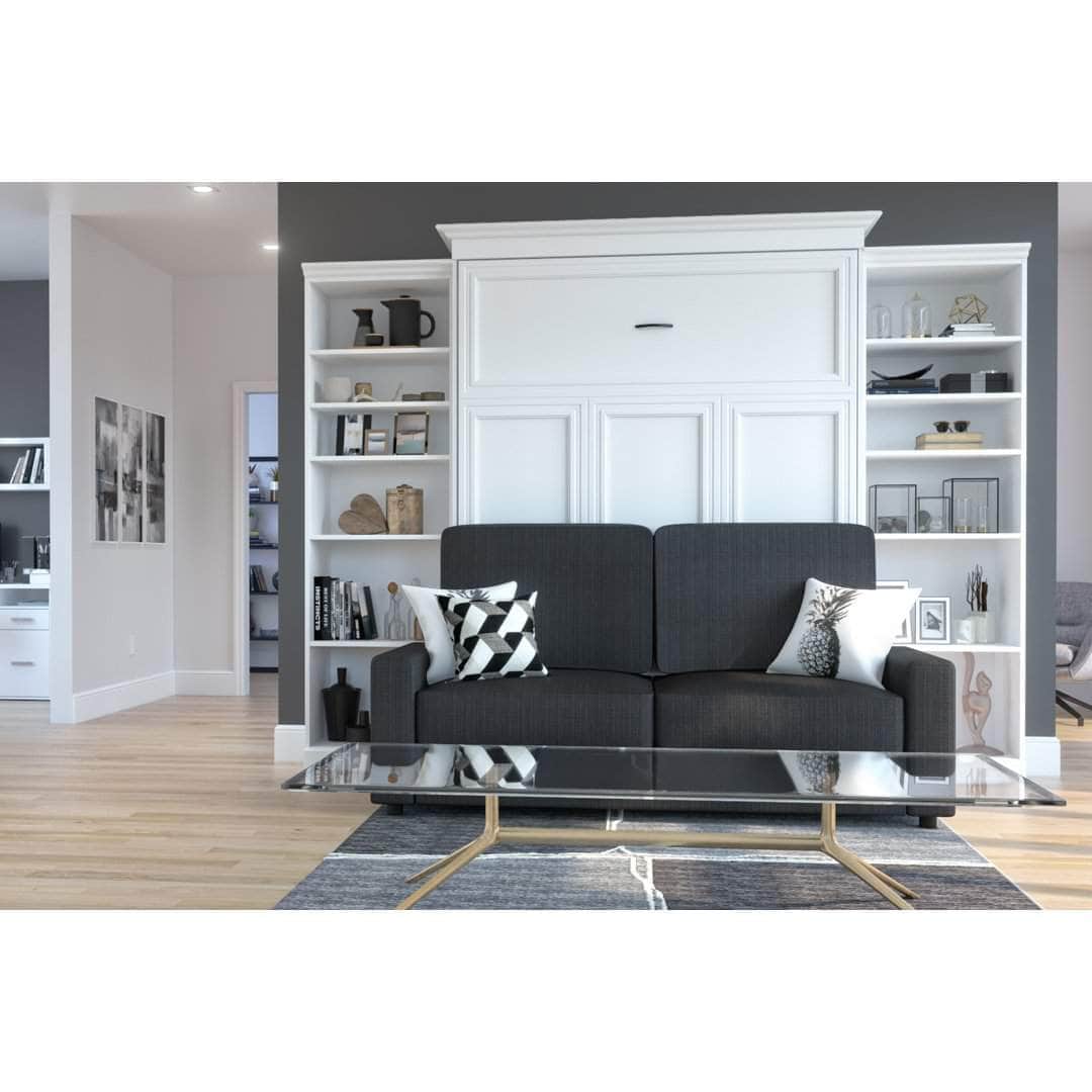 Modubox Versatile Queen Murphy Wall Bed, 2 Storage Units and a Sofa (115“) White, image 2