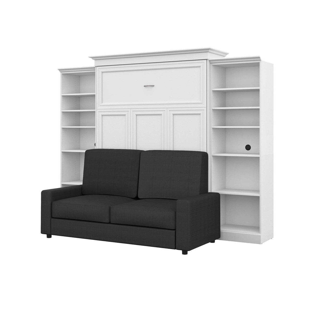 Modubox Versatile Queen Murphy Wall Bed, 2 Storage Units and a Sofa (115“) White, image 3