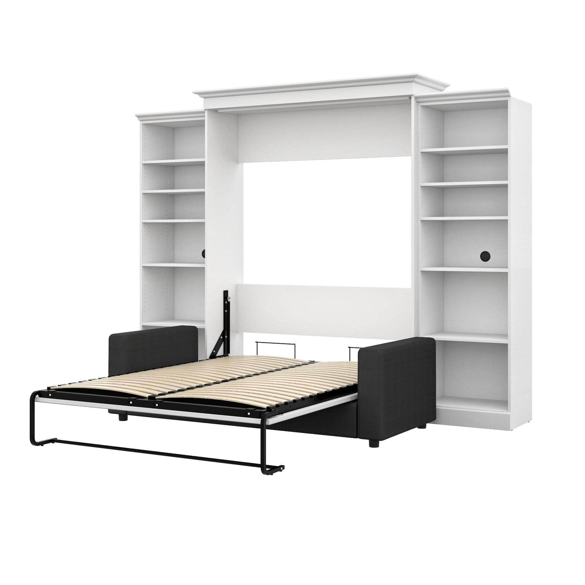 Modubox Versatile Queen Murphy Wall Bed, 2 Storage Units and a Sofa (115“) White, image 4