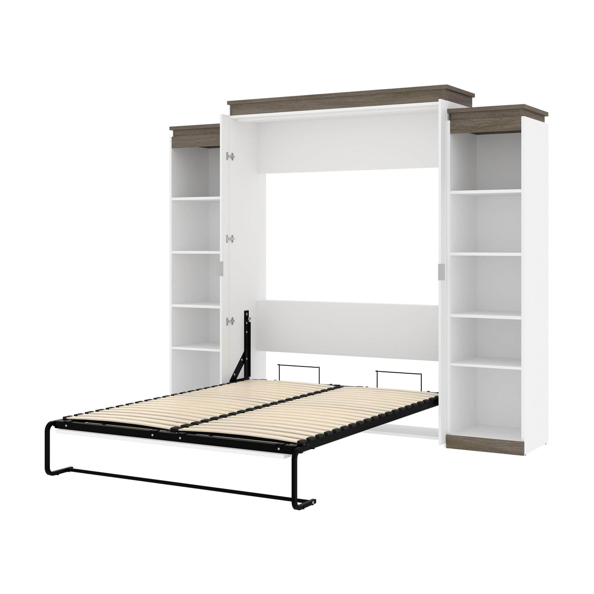 Modubox Orion 104"W Queen Murphy Wall Bed with 2 Narrow Shelving Units, image 6