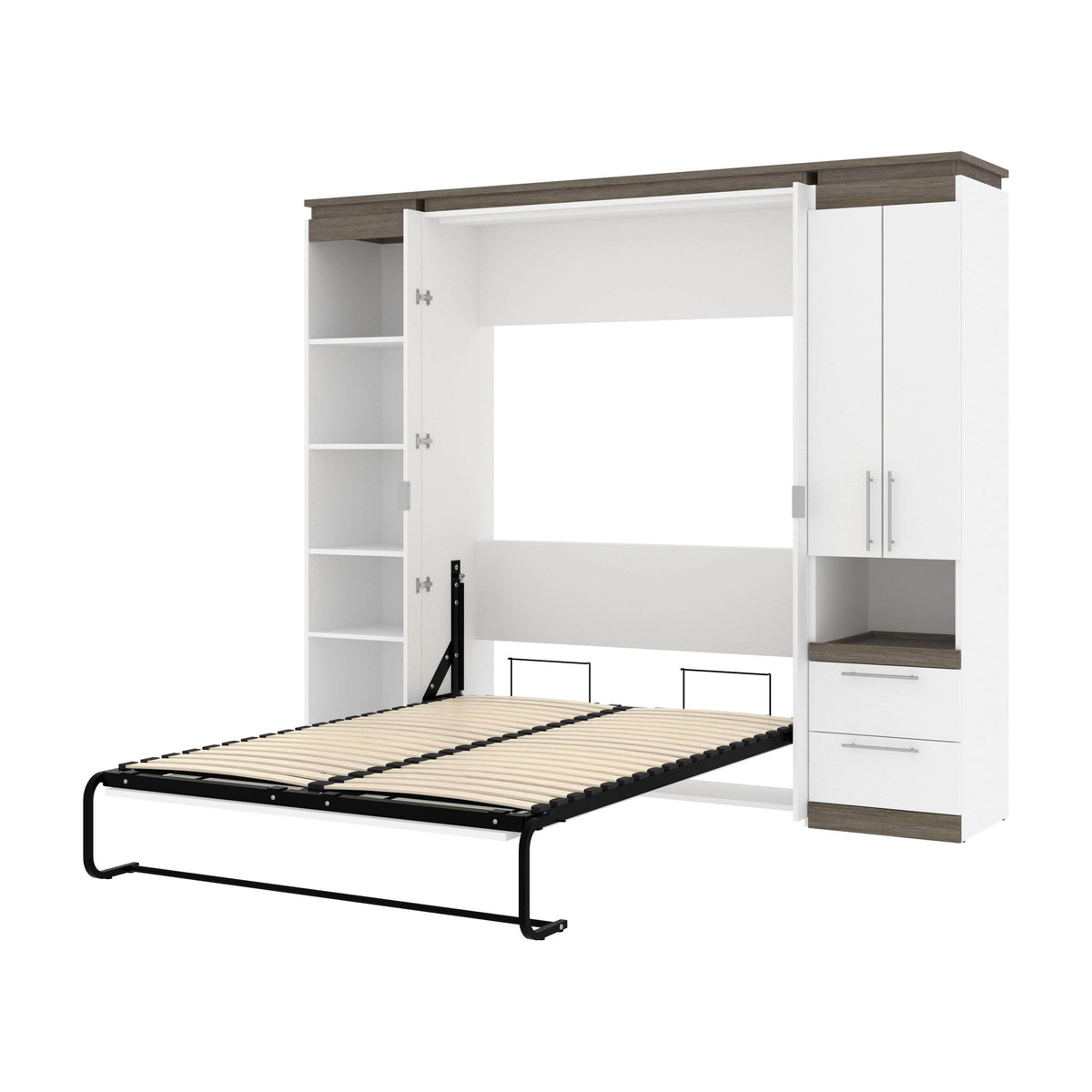 Modubox Orion 98"W Full Murphy Wall Bed with Narrow Storage Solutions, image 8