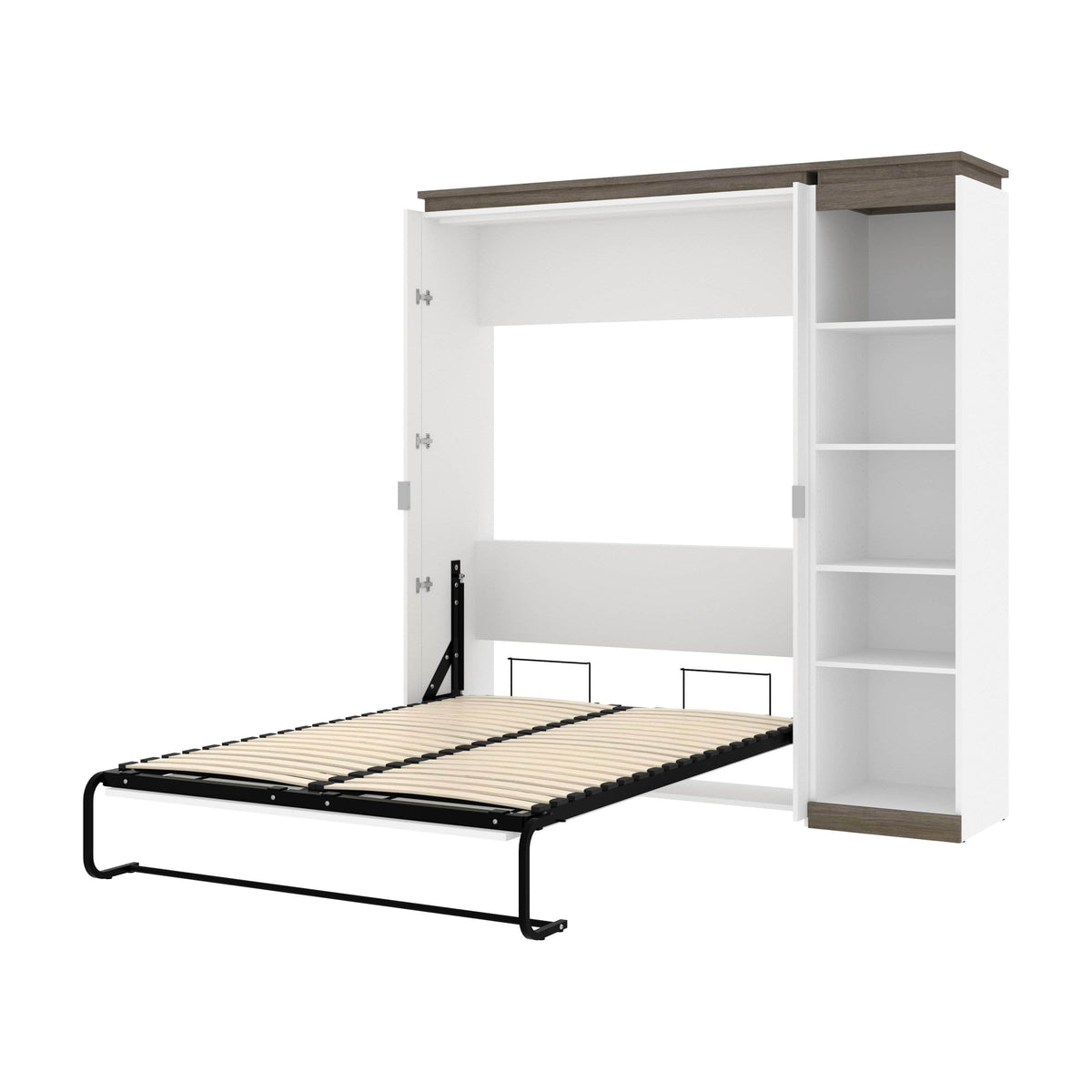 Modubox Orion Full Murphy Wall Bed with Narrow Shelving Unit, image 6