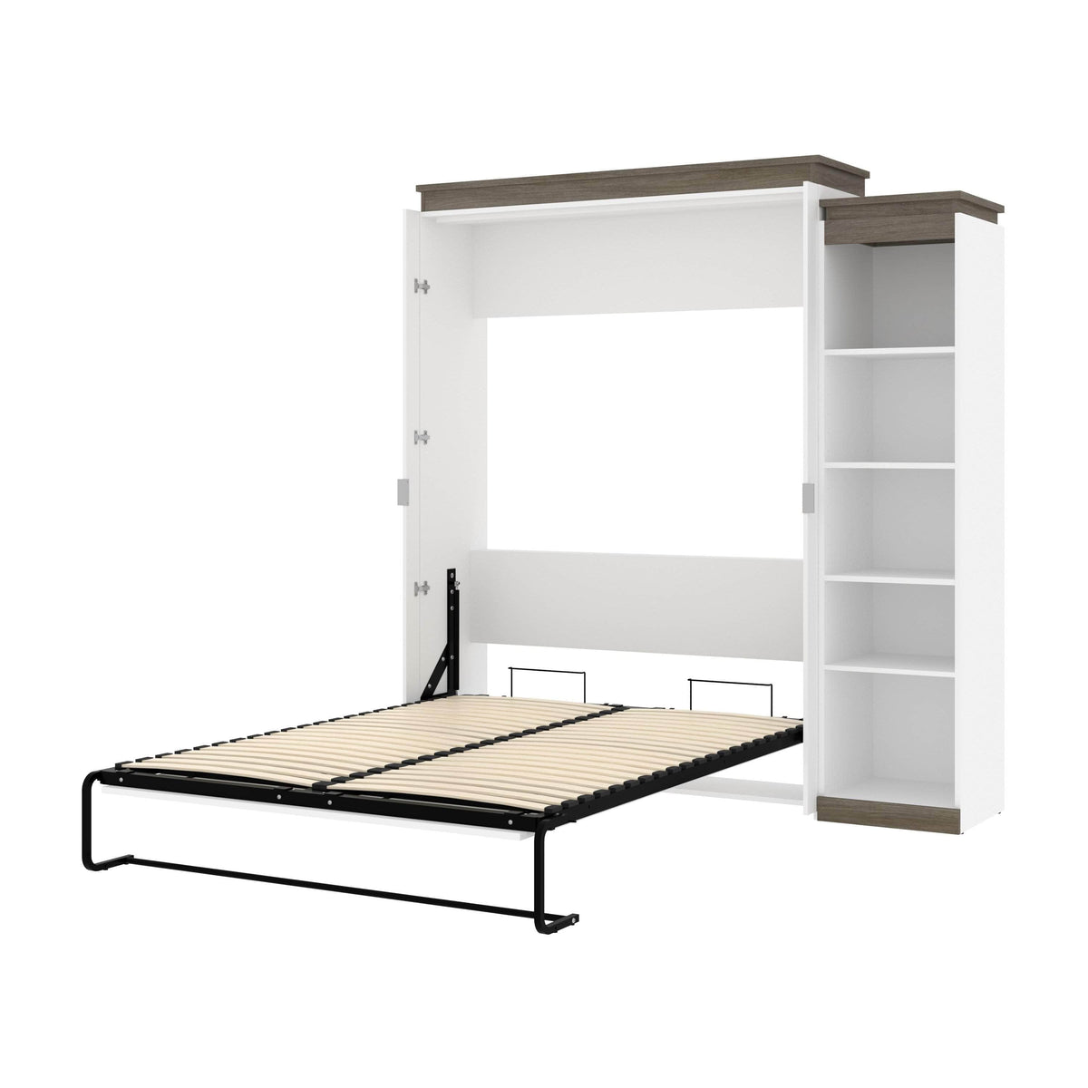 Modubox Orion Queen Murphy Wall Bed with Narrow Shelving Unit, image 7