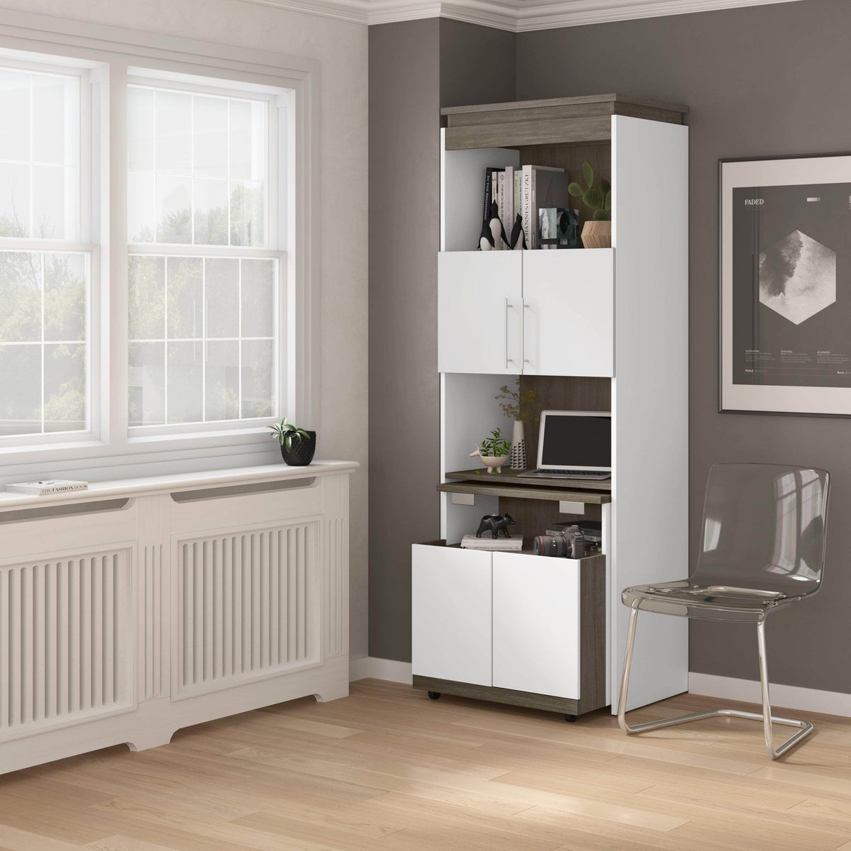 Modubox Orion Shelving Unit with Fold Out Desk, image 1