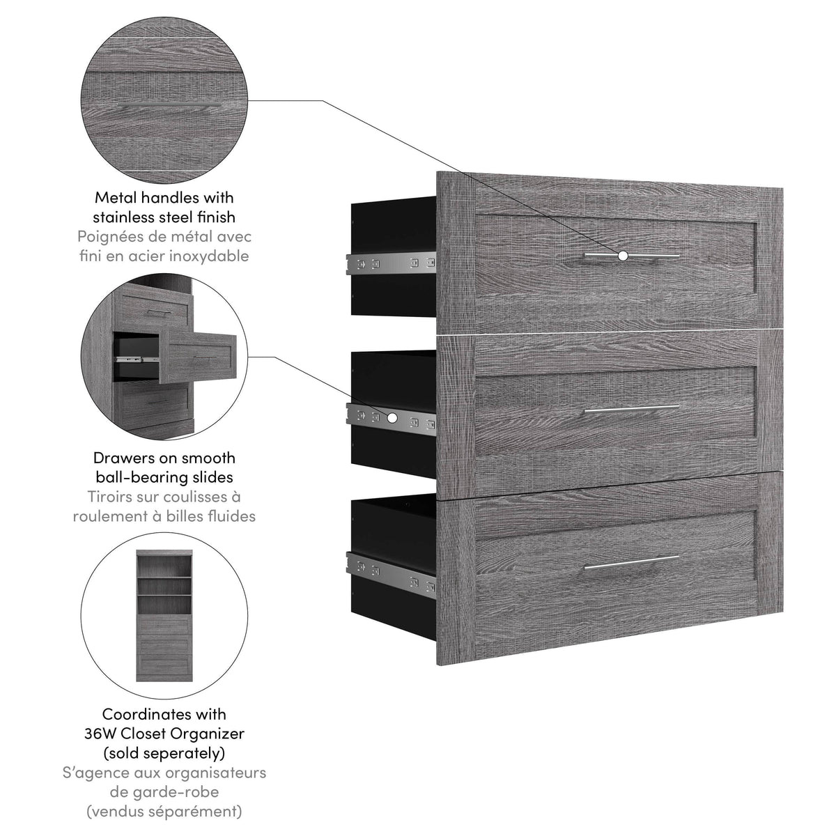 Modubox Pur 3 Drawer Set for Pur 36W Closet Organizer, image 18