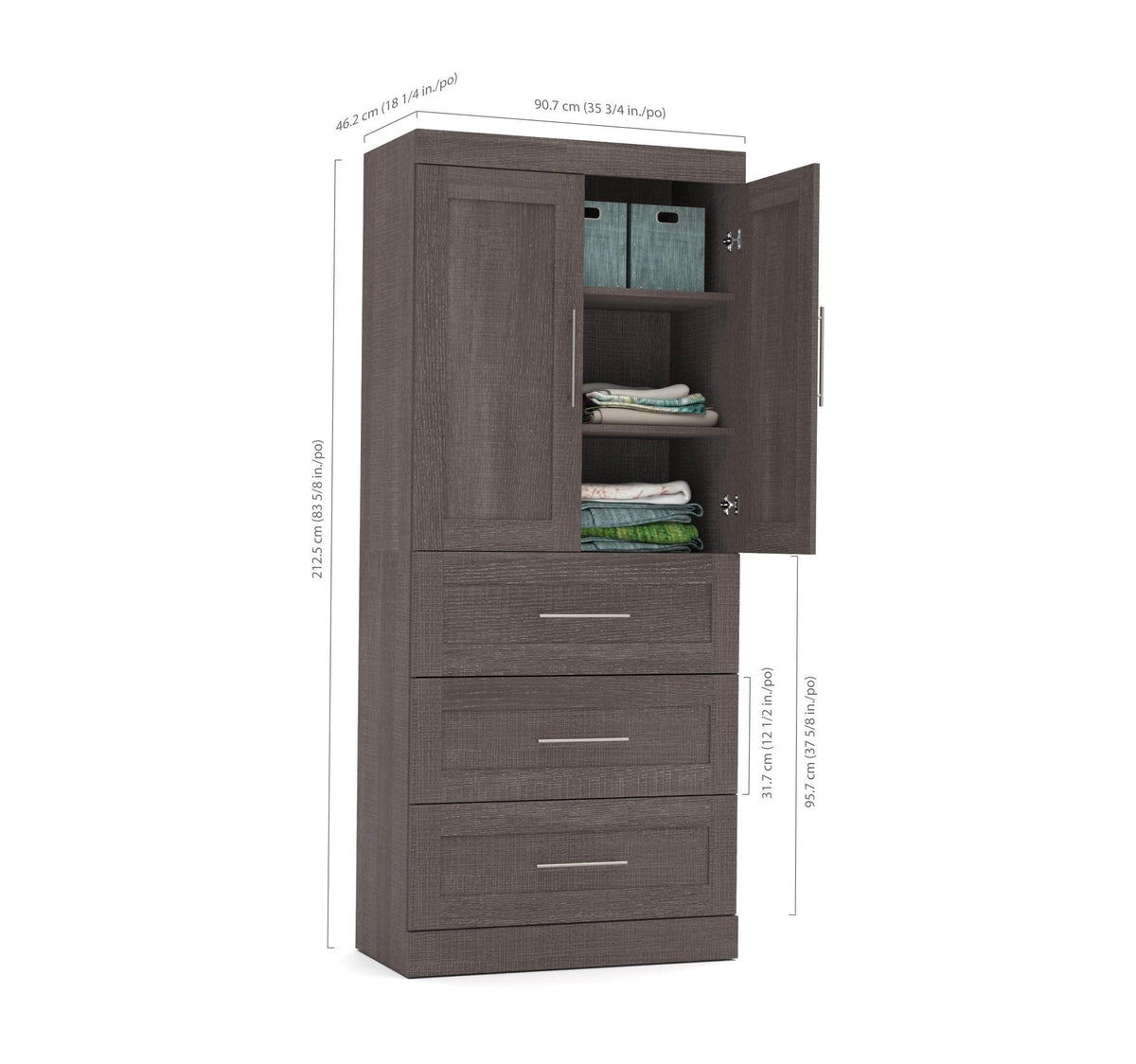 Modubox Pur 36W Wardrobe with 3 Drawers, image 7