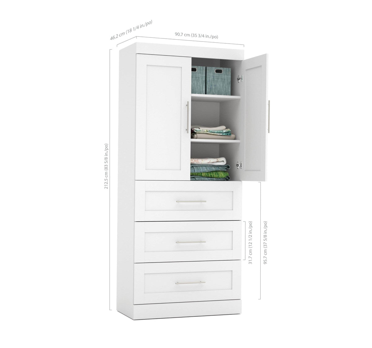 Modubox Pur 36W Wardrobe with 3 Drawers, image 3