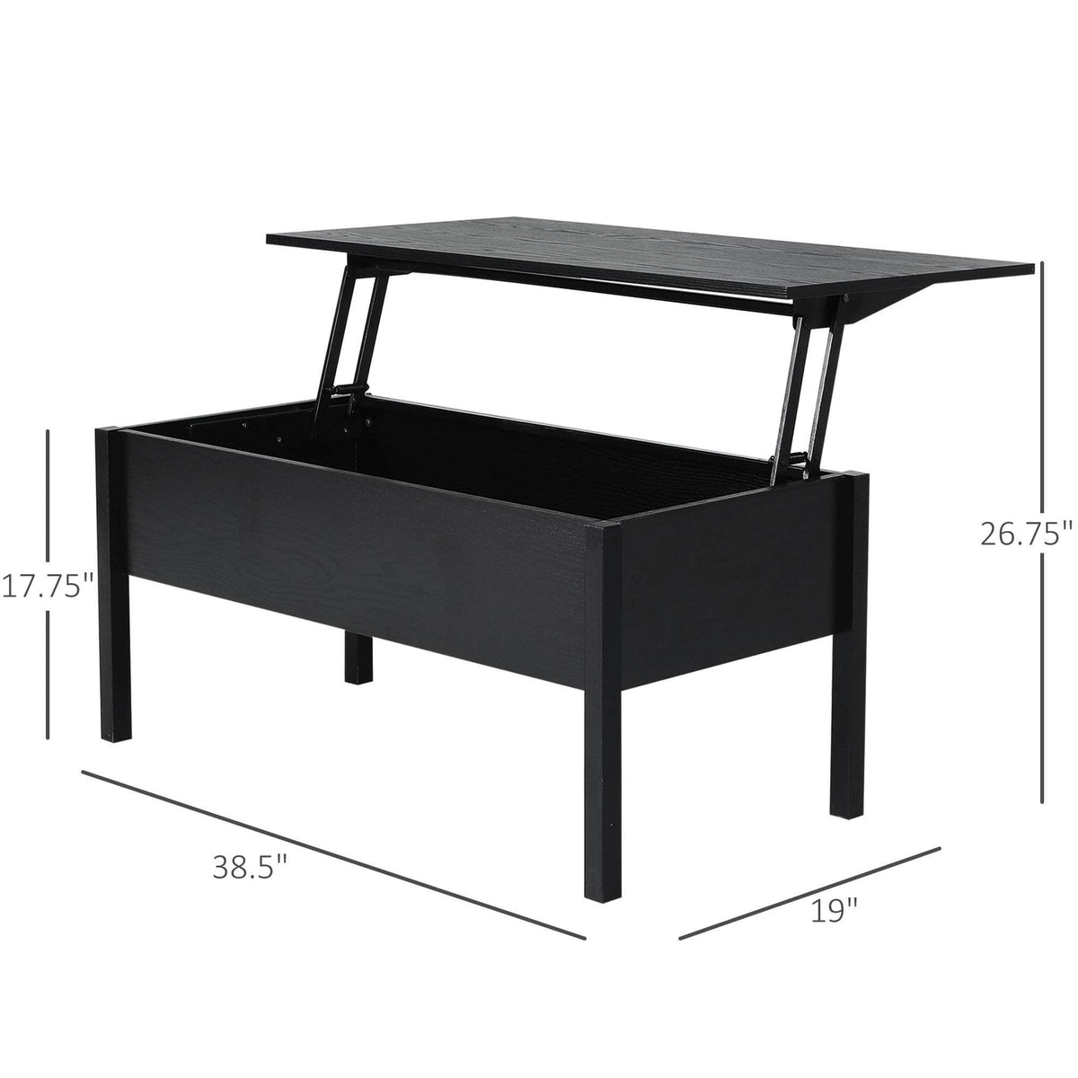 Aosom 39 Inch Modern Rectangular Lift Top Coffee Table with Storage, image 15