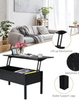 Aosom 39 Inch Modern Rectangular Lift Top Coffee Table with Storage, image 18