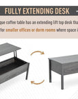 Aosom 39 Inch Modern Rectangular Lift Top Coffee Table with Storage, image 11