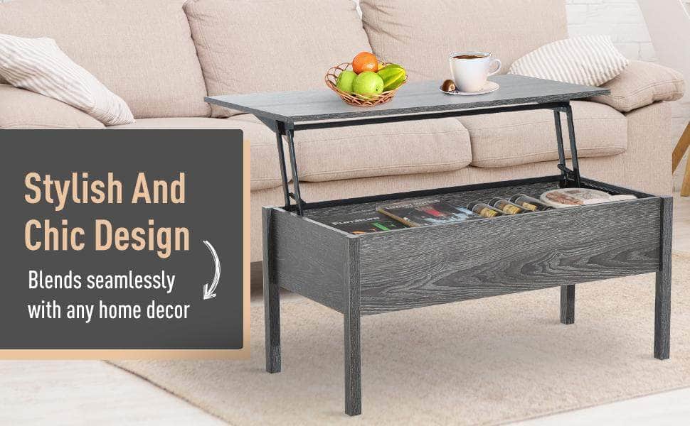 Aosom 39 Inch Modern Rectangular Lift Top Coffee Table with Storage, image 10