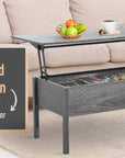 Aosom 39 Inch Modern Rectangular Lift Top Coffee Table with Storage, image 10